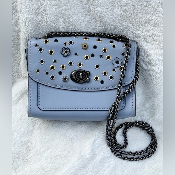 Coach Handbags - EUC Coach Parker 18 with Scattered Rivets in Blue Gray with Gunmetal Hardware